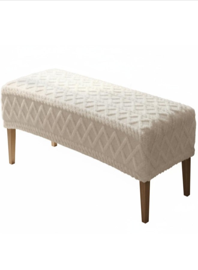 Gilprop Stretch Jacquard Beige Dining Bench Cover, Dustproof Removable Jacquard Bench Seat Protector Slipcover, Rectangle Soft Elastic Cover for Dining Room Living Room Bedroom Kitchen Hotel - Image 1